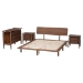 Baxton Studio Alyssa Japandi Walnut Brown Wood Queen Size 4-Piece Bedroom Set - BSOSW8598-Walnut-4PC Queen Bedroom set
