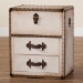 Baxton Studio Agatha Vintage Coffee Canvas 2-Drawer Storage Trunk - BSOJY24A034-White-Wooden-Ottoman