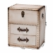 Baxton Studio Agatha Vintage Coffee Canvas 2-Drawer Storage Trunk - BSOJY24A034-White-Wooden-Ottoman