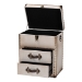 Baxton Studio Agatha Vintage Coffee Canvas 2-Drawer Storage Trunk - BSOJY24A034-White-Wooden-Ottoman