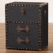Baxton Studio Agatha Vintage Black Canvas 2-Drawer Storage Trunk - BSOJY24A034-Black-Wooden-Ottoman
