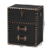 Baxton Studio Agatha Vintage Black Canvas 2-Drawer Storage Trunk - BSOJY24A034-Black-Wooden-Ottoman