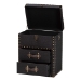 Baxton Studio Agatha Vintage Black Canvas 2-Drawer Storage Trunk - BSOJY24A034-Black-Wooden-Ottoman