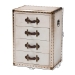 Baxton Studio Jaelyn Vintage Coffee Canvas 4-Drawer End Table - BSOJY24A037-White-Wooden-ET