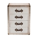 Baxton Studio Jaelyn Vintage Coffee Canvas 4-Drawer End Table - BSOJY24A037-White-Wooden-ET