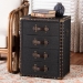 Baxton Studio Jaelyn Vintage Black Canvas 4-Drawer End Table - BSOJY24A037-Black-Wooden-ET