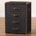 Baxton Studio Jaelyn Vintage Black Canvas 4-Drawer End Table - BSOJY24A037-Black-Wooden-ET