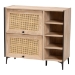 Baxton Studio Malcolm Mid-Century Modern Oak Brown Wood Shoe Cabinet with Flipper Doors