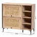 Baxton Studio Malcolm Mid-Century Modern Oak Brown Wood Shoe Cabinet with Flipper Doors - BSOFP-2405-5005B-Natural/Black-Shoe Cabinet