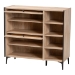 Baxton Studio Malcolm Mid-Century Modern Oak Brown Wood Shoe Cabinet with Flipper Doors - BSOFP-2405-5005B-Natural/Black-Shoe Cabinet