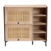 Baxton Studio Malcolm Mid-Century Modern Oak Brown Wood Shoe Cabinet with Flipper Doors - BSOFP-2405-5005B-Natural/Black-Shoe Cabinet