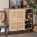 Baxton Studio Malcolm Mid-Century Modern Oak Brown Wood Shoe Cabinet with Flipper Doors - BSOFP-2405-5005B-Natural/Black-Shoe Cabinet