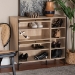 Baxton Studio Malcolm Mid-Century Modern Oak Brown Wood Shoe Cabinet with Flipper Doors - BSOFP-2405-5005B-Natural/Black-Shoe Cabinet