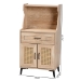 Baxton Studio Pavone Mid-Century Modern Oak Brown Wood Kitchen Cabinet - BSOFP-2402-2001B-Natural/Black-Kitchen Cabinet