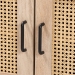 Baxton Studio Pavone Mid-Century Modern Oak Brown Wood Kitchen Cabinet - BSOFP-2402-2001B-Natural/Black-Kitchen Cabinet