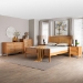 Baxton Studio Jenn Golden Brown Wood Japandi 5-Piece Queen Size Bedroom Set with Distressed-Finished Rattan - BSOJenn-Distressed/NT Oak-Queen 5PC Bedroom Set