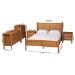Baxton Studio Jenn Golden Brown Wood Japandi 5-Piece Queen Size Bedroom Set with Distressed-Finished Rattan - BSOJenn-Distressed/NT Oak-Queen 5PC Bedroom Set