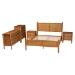 Baxton Studio Jenn Golden Brown Wood Japandi 5-Piece Queen Size Bedroom Set with Distressed-Finished Rattan - BSOJenn-Distressed/NT Oak-Queen 5PC Bedroom Set