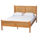Baxton Studio Jenn Golden Brown Wood Japandi 5-Piece Queen Size Bedroom Set with Distressed-Finished Rattan - BSOJenn-Distressed/NT Oak-Queen 5PC Bedroom Set