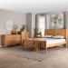Baxton Studio Jenn Golden Brown Wood Japandi 4-Piece Queen Size Bedroom Set with Distressed-Finished Rattan - BSOJenn-Distressed/NT Oak-Queen 4PC Bedroom Set