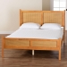 Baxton Studio Jenn Golden Brown Wood Japandi Queen Size Platform Bed with Distressed-Finished Rattan - BSOMG0224-1-5703R Rattan/NTOak1203-Queen