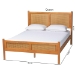 Baxton Studio Jenn Golden Brown Wood Japandi Queen Size Platform Bed with Distressed-Finished Rattan - BSOMG0224-1-5703R Rattan/NTOak1203-Queen