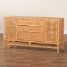 bali & pari Vivan Bohemian Honey Rattan and Mahogany Wood 3-Drawer Storage Cabinet - BSOVivan-SV2089-Natural-Rattan-Cabinet