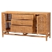 bali & pari Vivan Bohemian Honey Rattan and Mahogany Wood 3-Drawer Storage Cabinet - BSOVivan-SV2089-Natural-Rattan-Cabinet