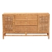 bali & pari Vivan Bohemian Honey Rattan and Mahogany Wood 3-Drawer Storage Cabinet - BSOVivan-SV2089-Natural-Rattan-Cabinet