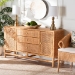 bali & pari Vivan Bohemian Honey Rattan and Mahogany Wood 3-Drawer Storage Cabinet - BSOVivan-SV2089-Natural-Rattan-Cabinet