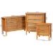 Baxton Studio Jenn Golden Brown Wood Japandi 3-Piece Storage Set with Distressed-Finished Rattan - BSOAdalyn-Distressed/NT Oak-3PC Storage Set