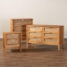 Baxton Studio Jenn Golden Brown Wood Japandi 3-Piece Storage Set with Distressed-Finished Rattan - BSOAdalyn-Distressed/NT Oak-3PC Storage Set