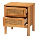 Baxton Studio Jenn Golden Brown Wood Japandi 2-Drawer Nightstand with Distressed-Finished Rattan - BSOMG9006-5703R Rattan/NTOak1203-2D-Nightstand