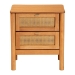 Baxton Studio Jenn Golden Brown Wood Japandi 2-Drawer Nightstand with Distressed-Finished Rattan - BSOMG9006-5703R Rattan/NTOak1203-2D-Nightstand