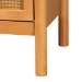 Baxton Studio Jenn Golden Brown Wood Japandi 2-Drawer Nightstand with Distressed-Finished Rattan - BSOMG9006-5703R Rattan/NTOak1203-2D-Nightstand