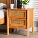 Baxton Studio Jenn Golden Brown Wood Japandi 2-Drawer Nightstand with Distressed-Finished Rattan - BSOMG9006-5703R Rattan/NTOak1203-2D-Nightstand