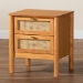 Baxton Studio Jenn Golden Brown Wood Japandi 2-Drawer Nightstand with Distressed-Finished Rattan - BSOMG9006-5703R Rattan/NTOak1203-2D-Nightstand