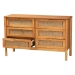 Baxton Studio Jenn Golden Brown Wood Japandi 6-Drawer Dresser with Distressed-Finished Rattan - BSOMG9006-5703R Rattan/NTOak1203-6D-Dresser