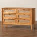 Baxton Studio Jenn Golden Brown Wood Japandi 6-Drawer Dresser with Distressed-Finished Rattan - BSOMG9006-5703R Rattan/NTOak1203-6D-Dresser