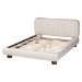 Baxton Studio Emsley Luxe Ivory Pleated Velvet Queen Size Platform Bed - BSOBBT61217-Ivory/Walnut-Queen