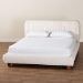 Baxton Studio Emsley Luxe Ivory Pleated Velvet Queen Size Platform Bed - BSOBBT61217-Ivory/Walnut-Queen