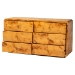 bali & pari Netra Modern and Contemporary Natural Real Burl Wood 6-Drawer Dresser - BSOKL-1571-Natural Burl Op1-Ebony-6DW-Dresser-BOXED