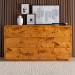 bali & pari Netra Modern and Contemporary Natural Real Burl Wood 6-Drawer Dresser - BSOKL-1571-Natural Burl Op1-Ebony-6DW-Dresser-BOXED