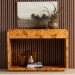 bali & pari Netra Modern and Contemporary Natural Real Burl Wood Console Table - BSOKL-1572-Natural Burl Op1-Ebony-3DW-Console Table-BOXED