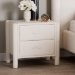 Baxton Studio Laria Modern White Teddy-Bear Fabric 2-Drawer Nightstand - BSOBBT3225-White-NS