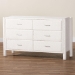 Baxton Studio Laria Modern White Teddy-Bear Fabric 6-Drawer Dresser - BSOBBT2054 A1-White-Dresser