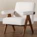 Baxton Studio Georgina Japandi Cream Boucle and Walnut Brown Wood Accent Chair - BSOBBT8074-Cream-CC