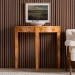 bali & pari Jihan Modern and Contemporary Natural Real Burl Wood Half-Moon Console Table - BSOKL-1593-Natural Burl Op1-Jihan-Console Table-BOXED
