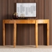 bali & pari Jihan Modern and Contemporary Natural Real Burl Wood Half-Moon Large Console Table - BSOKL-1594-Natural Burl Op1-Mina-Console Table-BOXED