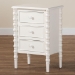 Baxton Studio Malinda Classic White Wood 3-Drawer End Table with Spindle Legs - BSOJY24A173-Off White/Wooden-End Table